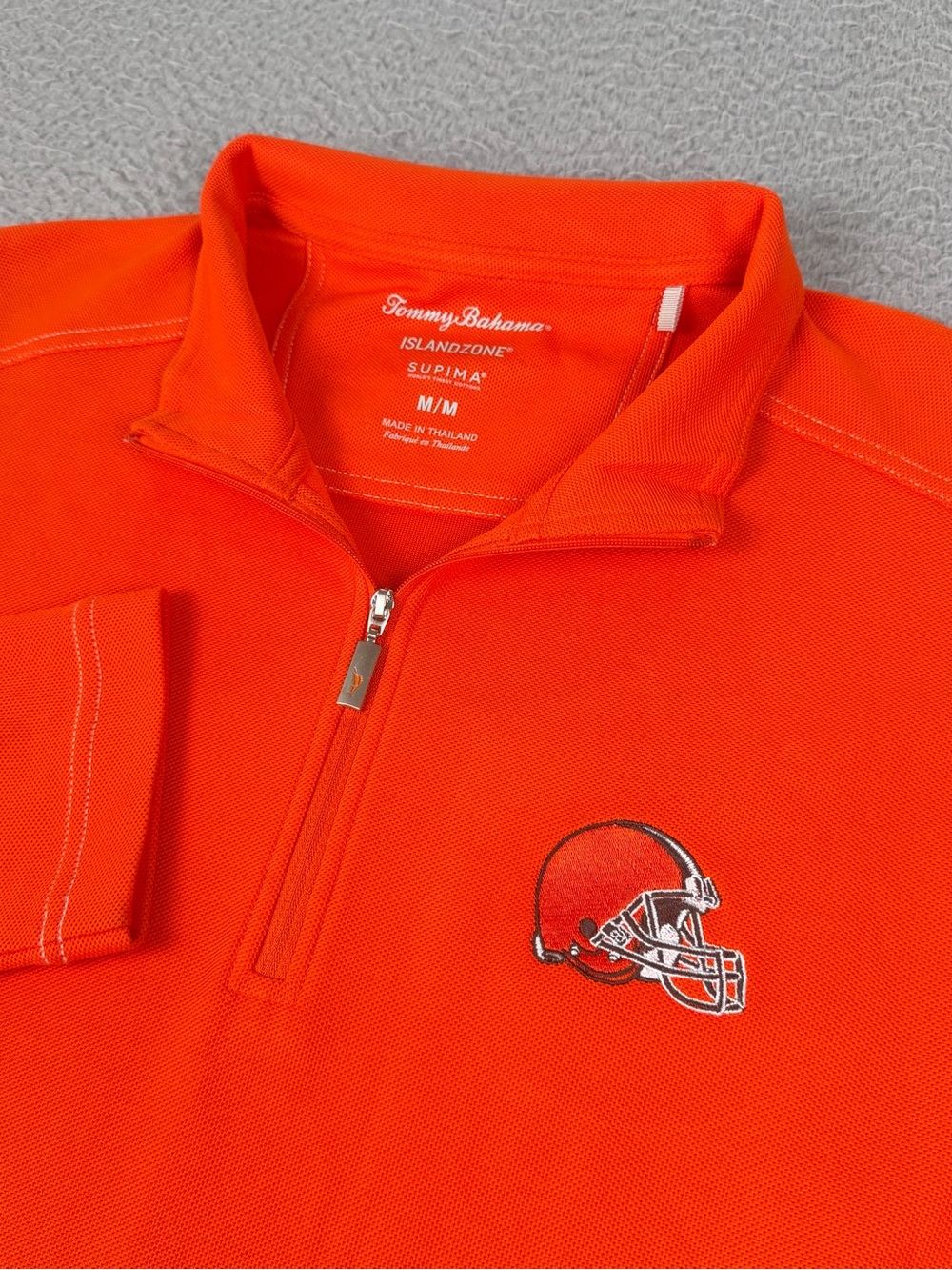 Tommy Bahama Cleveland Browns Pullover Mens M Orange Islandzone 1/4 Zip Supima